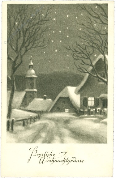 weihnachten: verschneites dorf