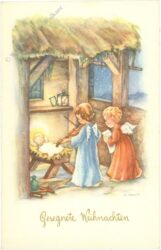 weihnachten: engel spielen dem jesukind vor