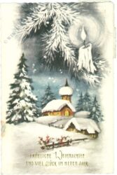 weihnachten: verschneites dorf