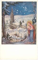 weihnachten: verschneiter ort