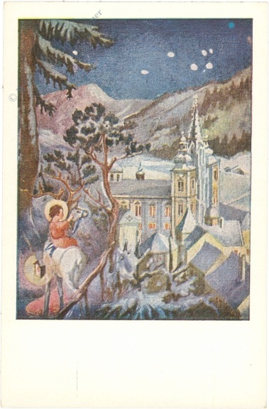 weihnachten: verschneiter ort