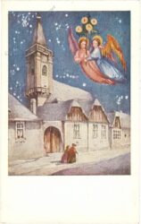 weihnachten: verschneiter ort