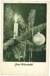 weihnachten: zweig mit kerze und kugel