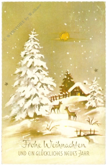 weihnachten: winterlandschaft mit rehen
