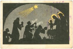 weihnachten: krippenszene als scherenschnitt