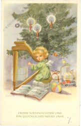 weihnachten: engel spielt auf einer harfe