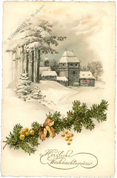 weihnachten: verschneite landschaft