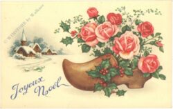 weihnachten: rosen im holzschuh