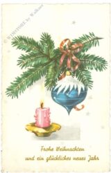 weihnachten: kerze, kugel und zweig