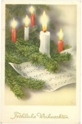 weihnachten: kerzen mit notenblatt