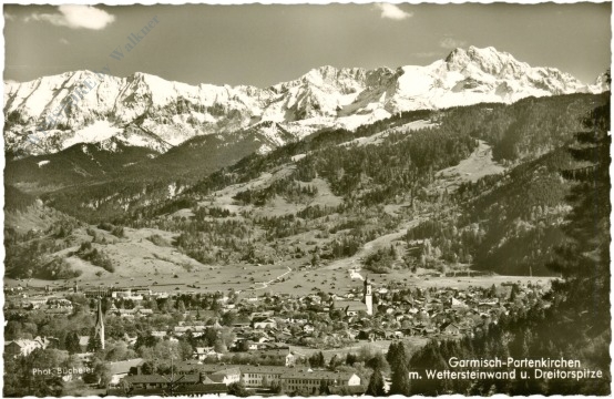 garmisch partenkirchen, mit wettersteinwand u. dreitorspitze