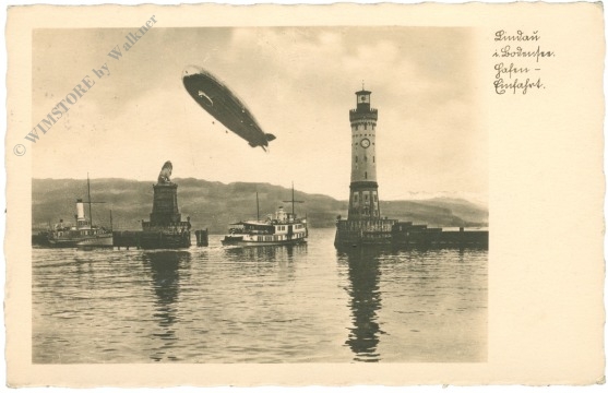 lindau, hafen einfahrt mit zeppelin