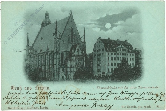 leipzig, thomaskirche mit der alten thomasschule