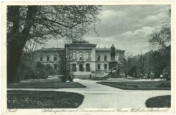 kiel, schlossgarten mit universität und kaiser wilhelm denkmal