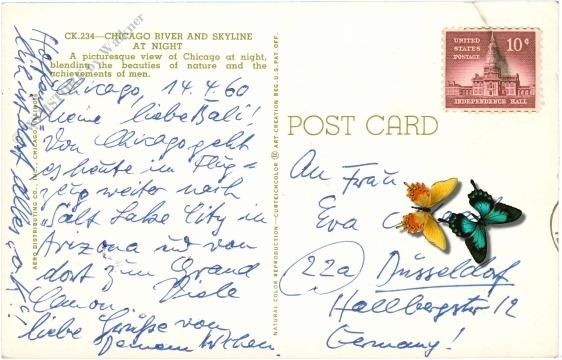 illinois, chicago, river and skyline at night