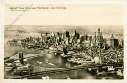new york, new york city, aerial view of lower manhatten