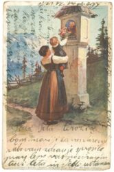 mutter mit kind beim marterl