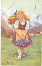 mädchen mit blumenkorb
