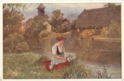 dame am fluss