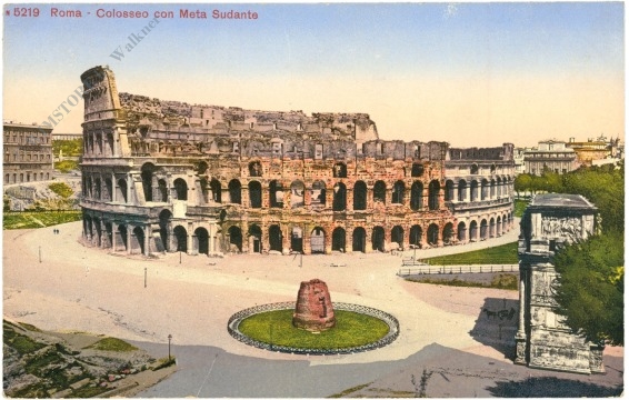 rom (roma), colosseo con meta sudante