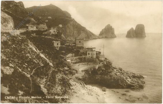 capri, piccola marina, torre saracena capri, piccola marina, torre saracena