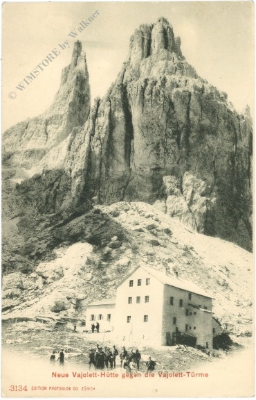 dolomiti, neue vajolett hütte gegen die vajolett türme