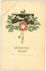 neujahr städteansicht mit uhr