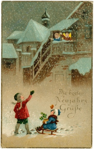 neujahr kinder im schnee