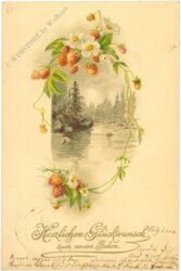 neujahr flusslandschaft mit erdbeeren