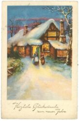 neujahr verschneites haus