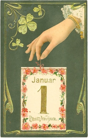 neujahr kalenderblatt mit klee