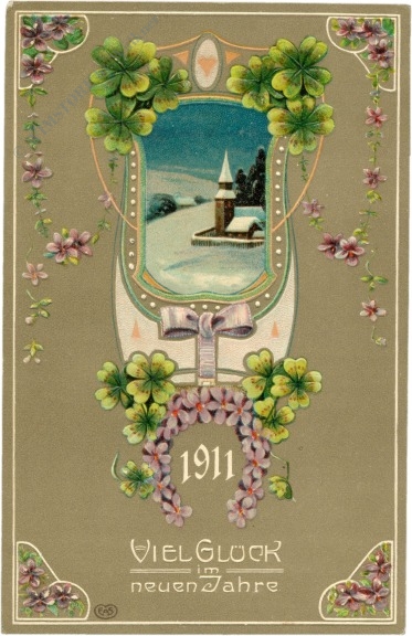 neujahr landschaft mit kleeblätter