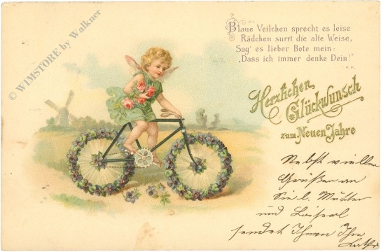 neujahr engerl auf fahrrad