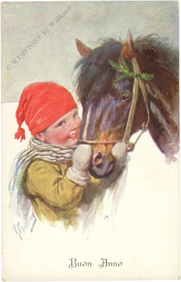 neujahr kind mit pferd