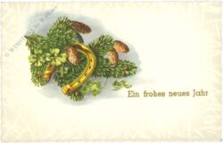 neujahr zweige mit hufeisen und klee