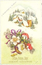 neujahr verschneites dorf