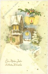 neujahr winterliche dorfansicht