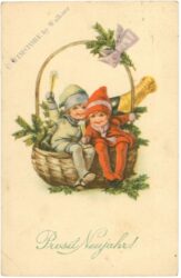 neujahr kinder im korb