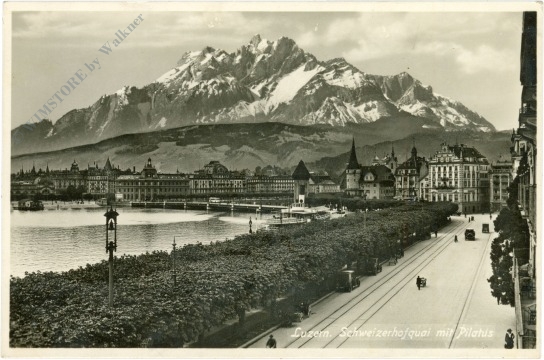 luzern, schweizerhofkai mit pilatus luzern, schweizerhofkai mit pilatus