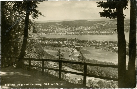 zürich, am weg zum uetliberg, blick auf zürich