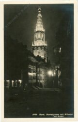 bern, herrengasse mit münster bei nacht