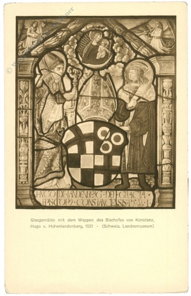 schweiz, landesmuseum glasgemälde mit dem wappen des bischofs von konstanz