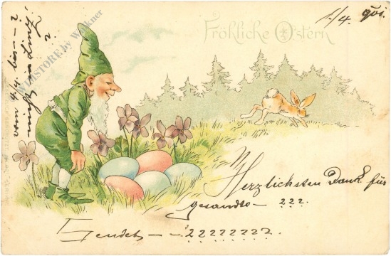 ostern zwerg mit ostereier und hase