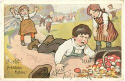 ostern kind zerbricht ostereier