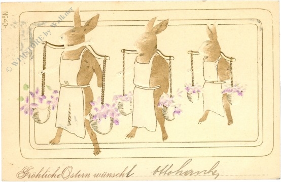 ostern hasen mit blumenkörben