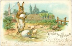 ostern hase mit küken und eier
