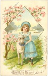 ostern mädchen mit lamm