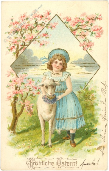 ostern mädchen mit lamm ostern mädchen mit lamm