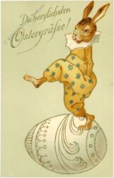 ostern harlekinhase auf ei