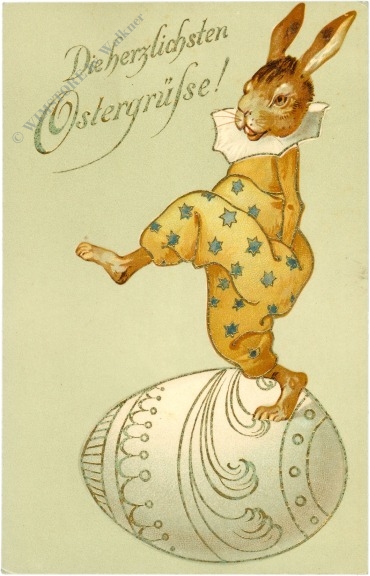 ostern harlekinhase auf ei